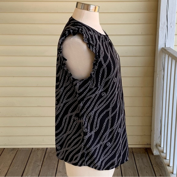 Michael Kors Top L Equestrian Chain Print MK Logo 1/4 Zip Sleeveless Blouse - Picture 4 of 7